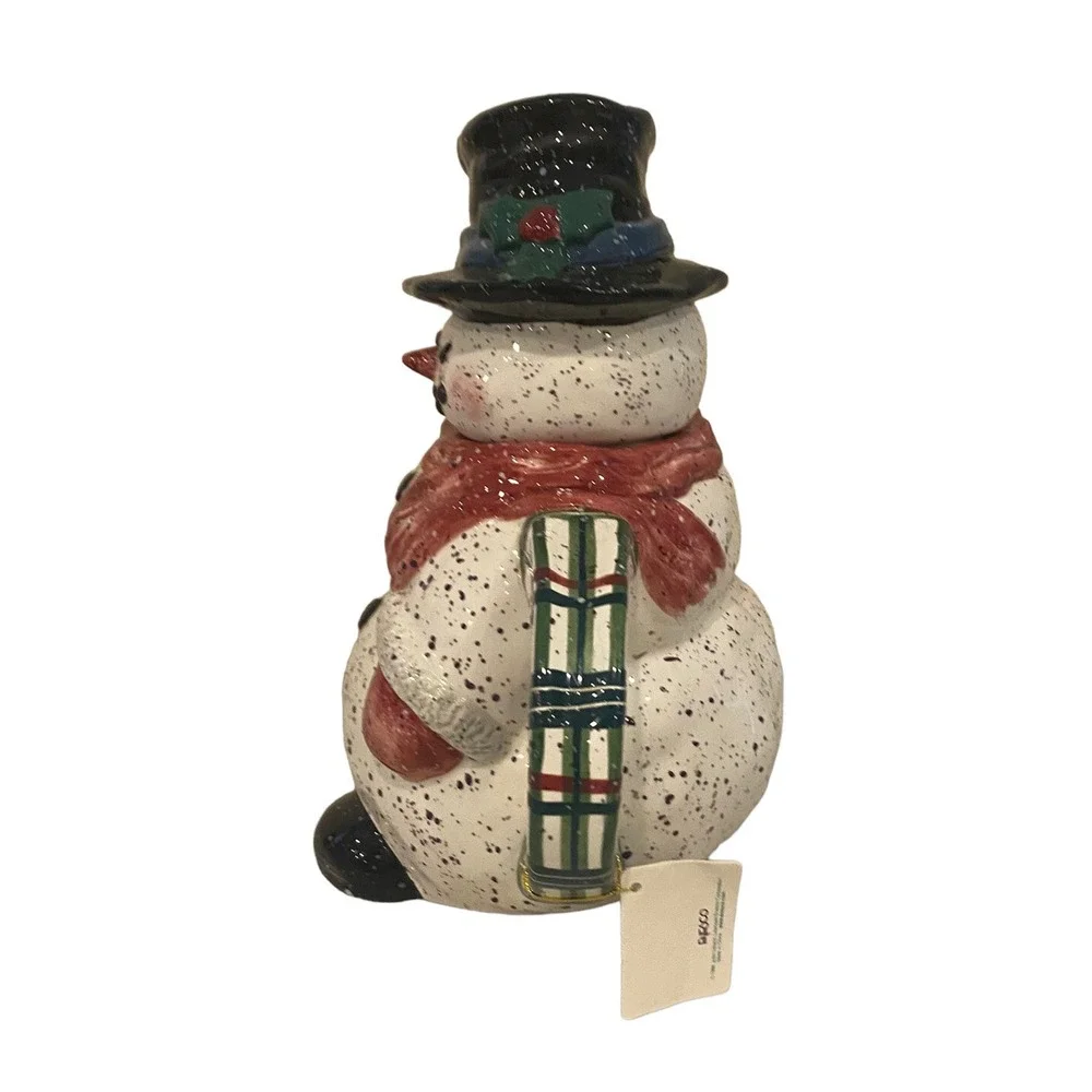 Vintage 1998 Julie‎ Ueland by Enesco Winter Christmas Adorable Snowman Teapot